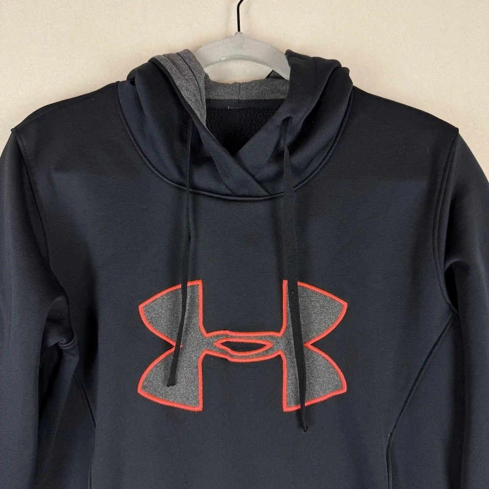 Under Armour Storm Hoodie Mens Medium Black Pullover Fleece‎ Logo Kangaroo